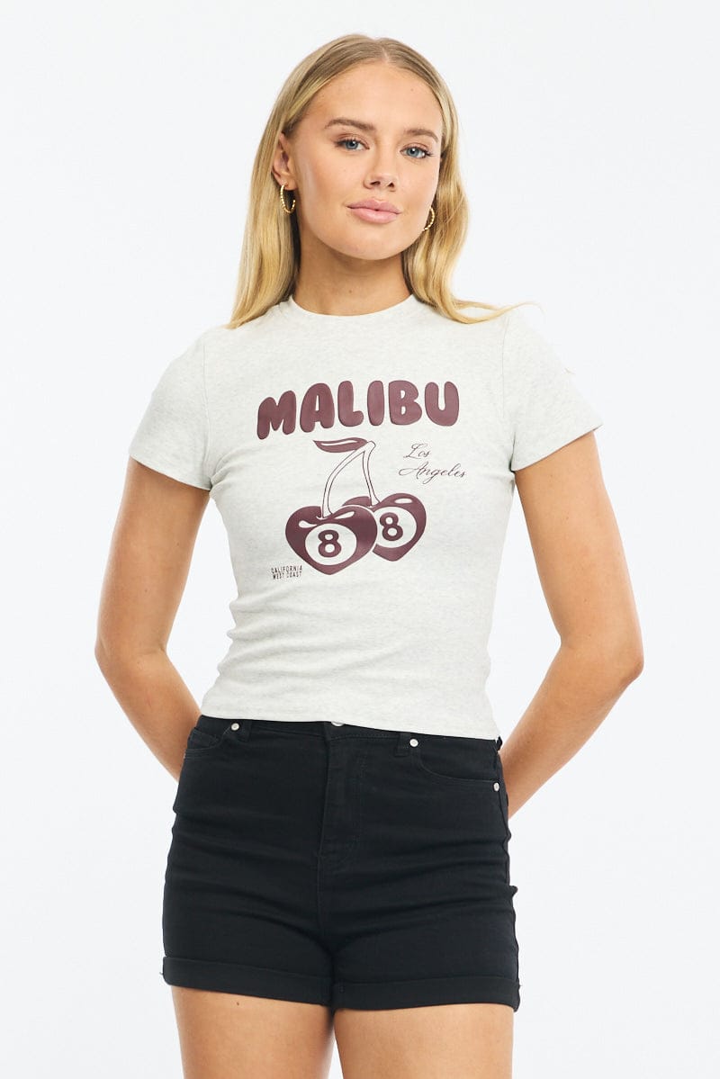 Grey Graphic T-Shirt Short Sleeve