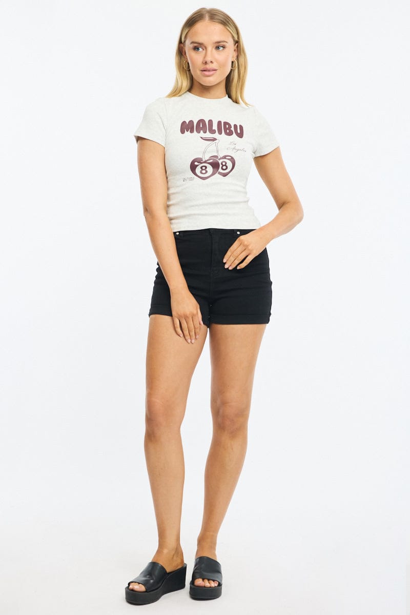 Grey Graphic T-Shirt Short Sleeve
