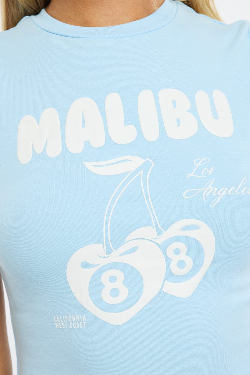Blue Graphic T-Shirt Short Sleeve