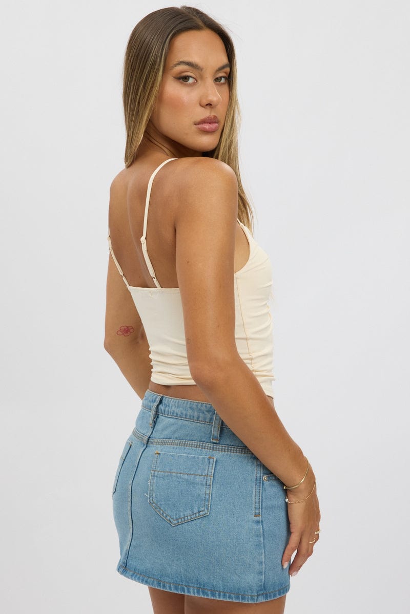 Yellow Tank Top Top Beads With Details