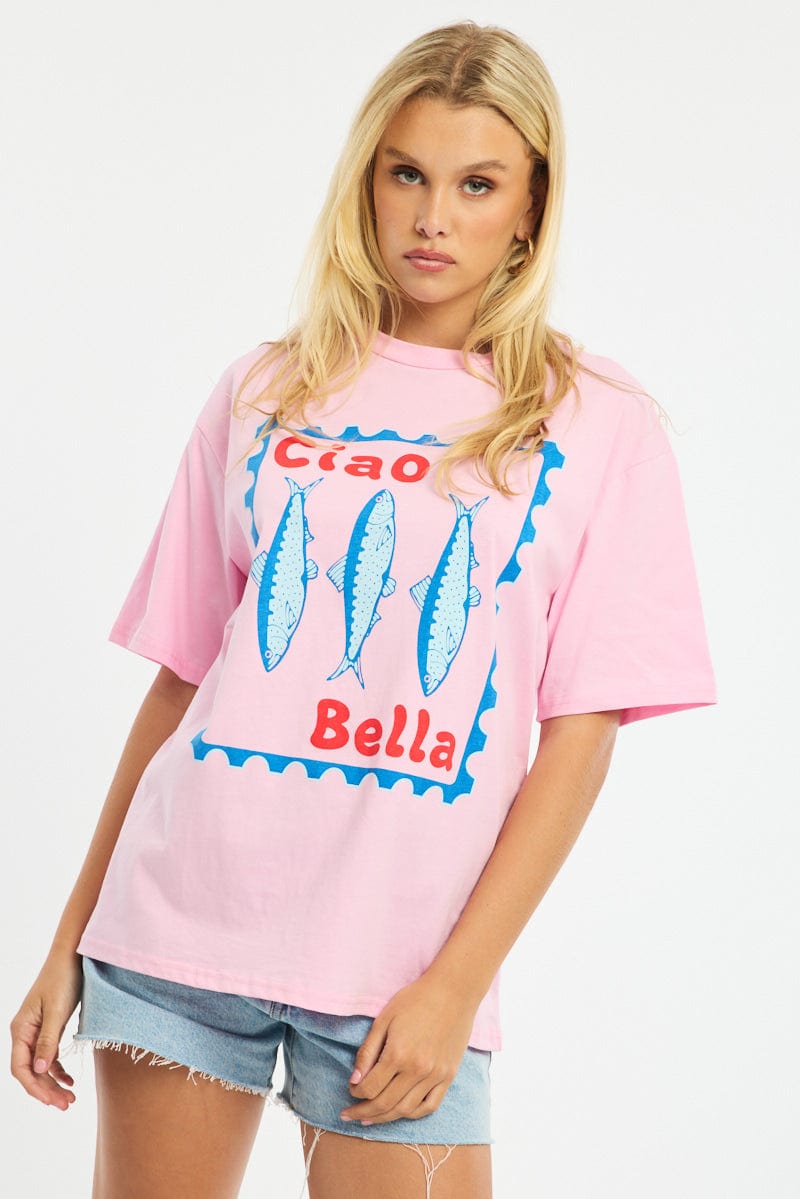 Pink Graphic T-Shirt Short Sleeve