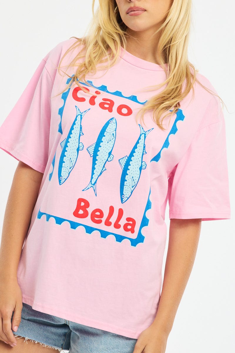 Pink Graphic T-Shirt Short Sleeve