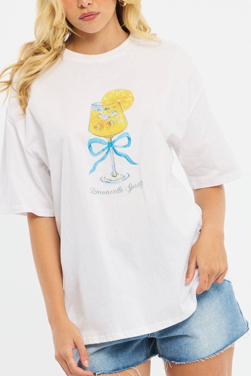 White Graphic T-Shirt Short Sleeve