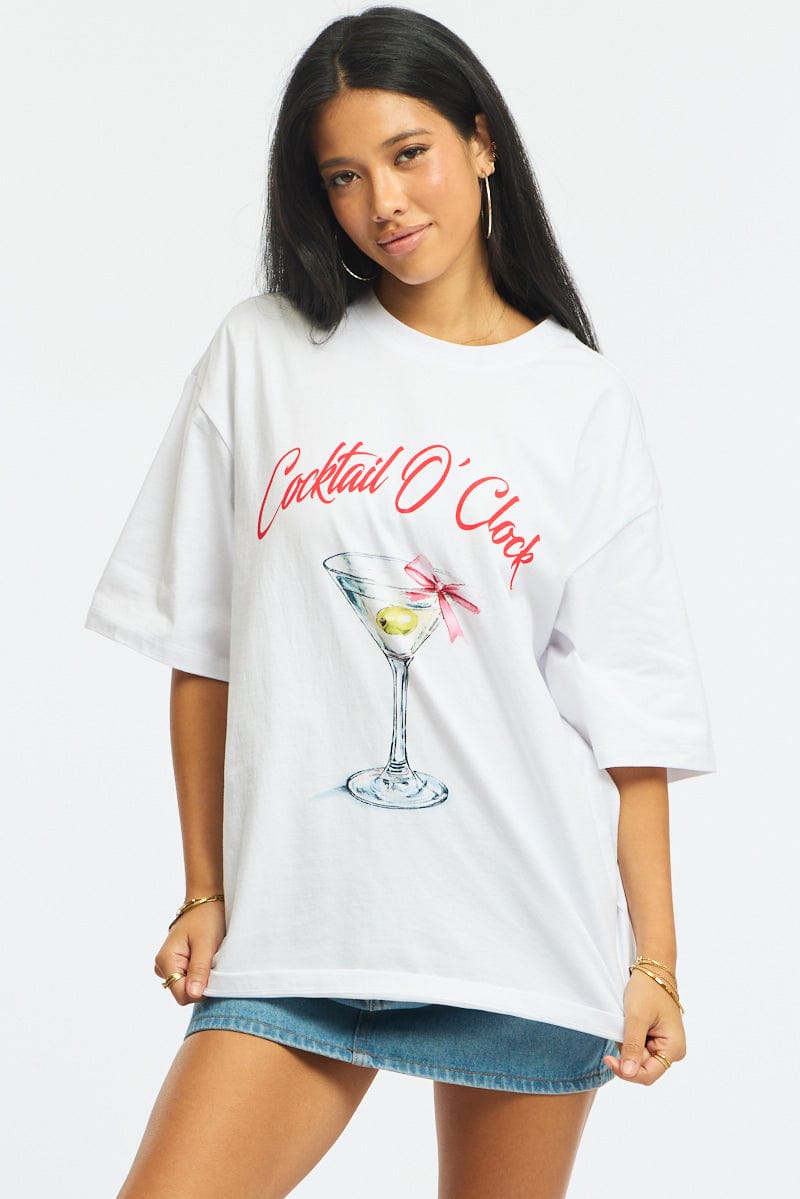 White Graphic T-Shirt Short Sleeve