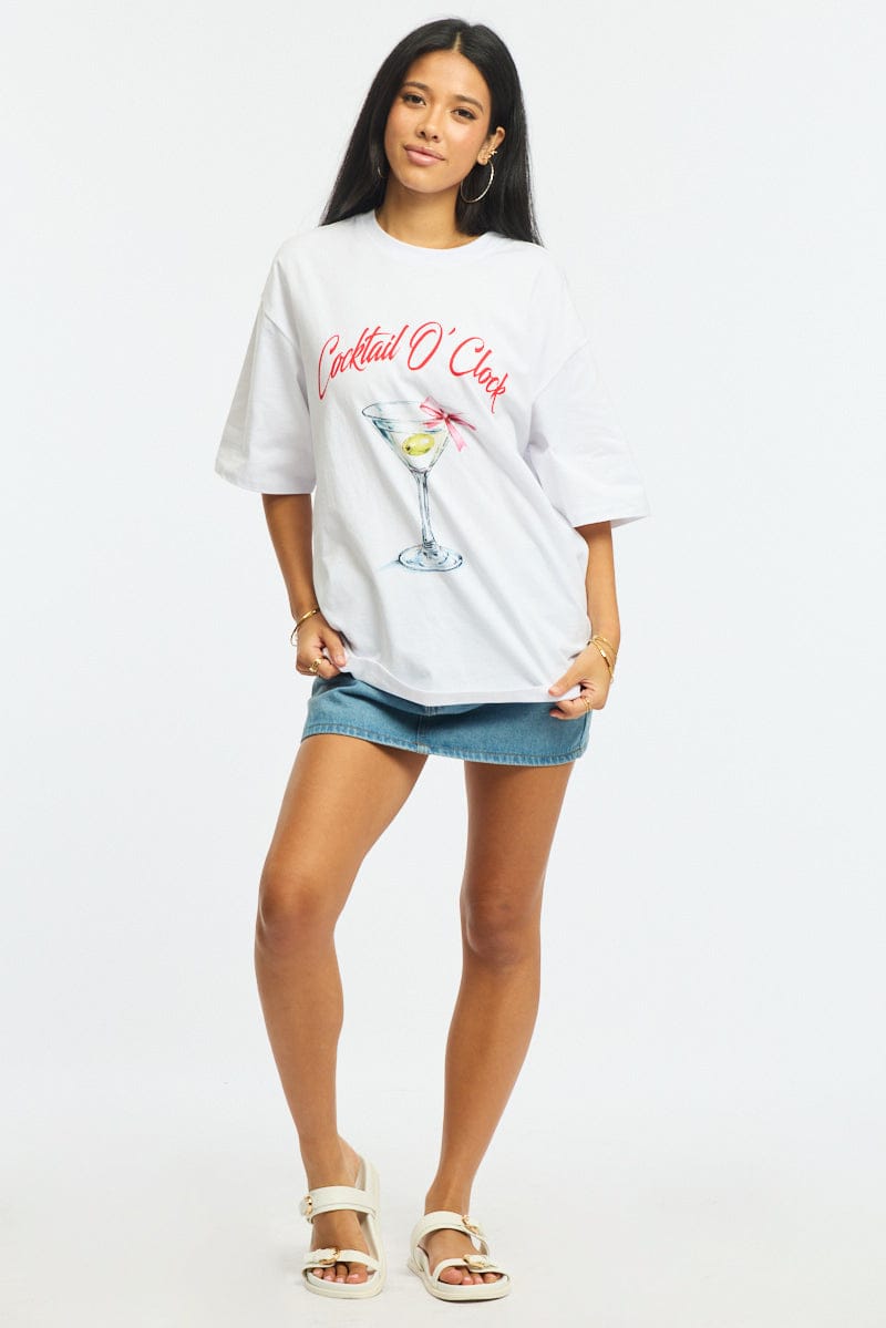 White Graphic T-Shirt Short Sleeve