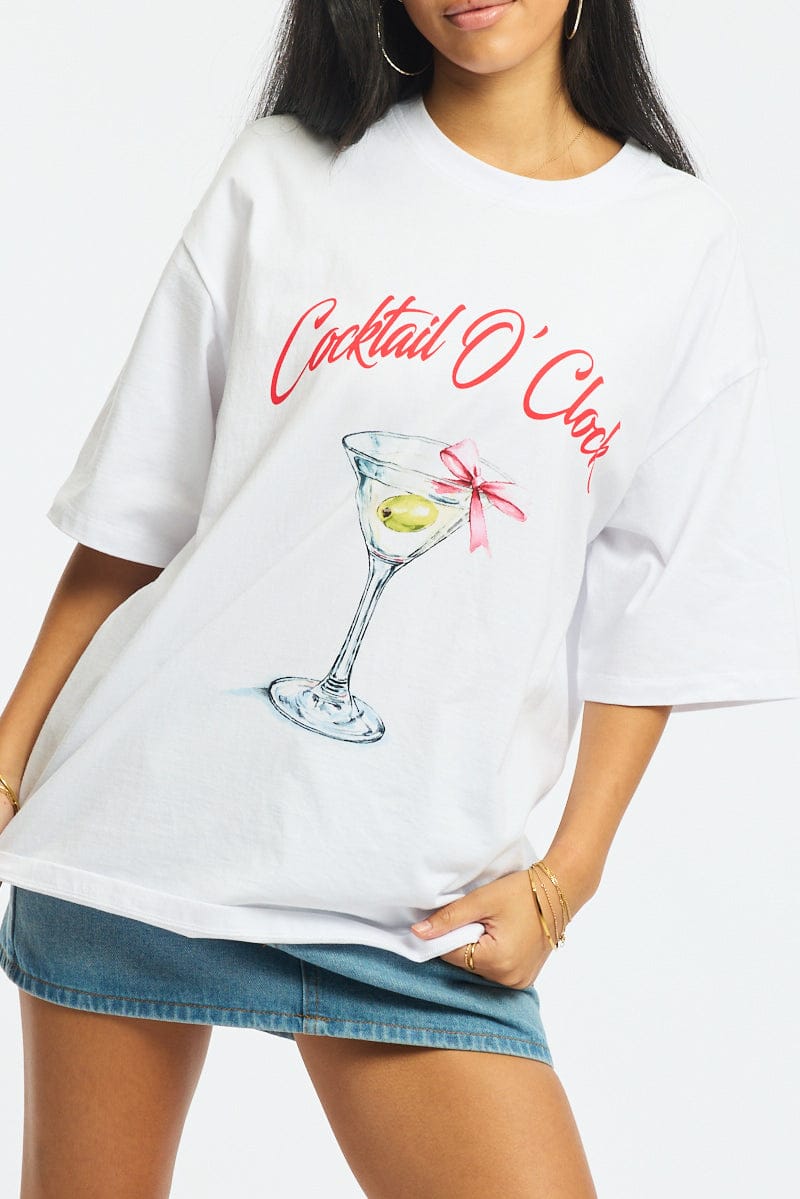 White Graphic T-Shirt Short Sleeve