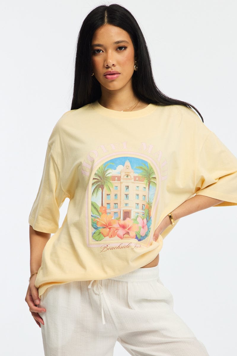 Yellow Graphic T-Shirt Short Sleeve