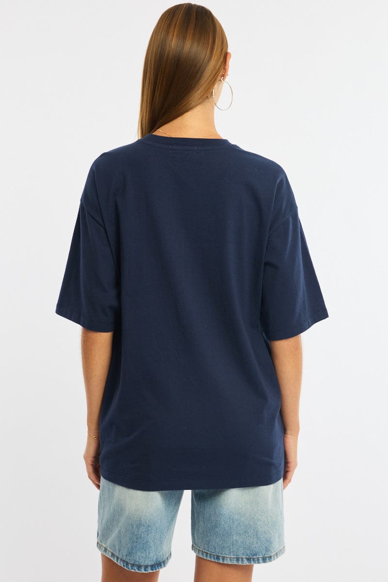 Blue Graphic T-Shirt Short Sleeve