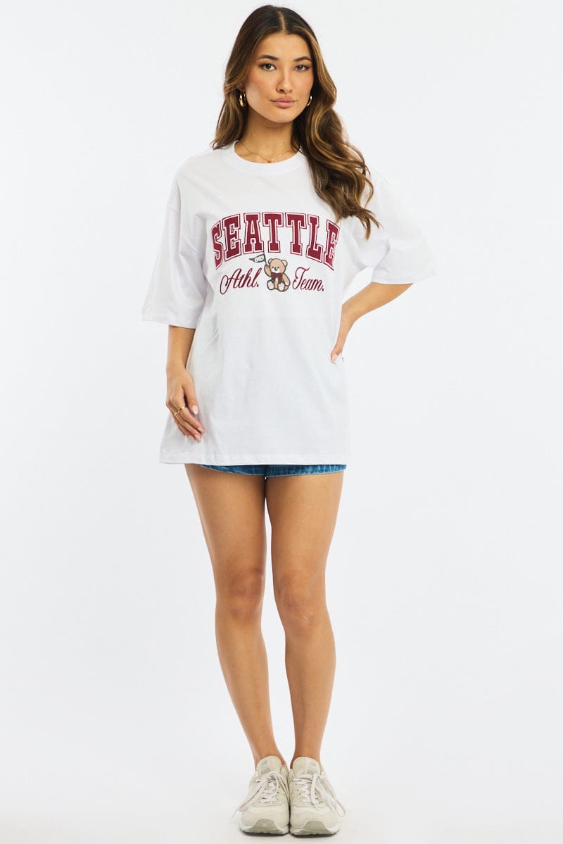 White Graphic T-Shirt Short Sleeve