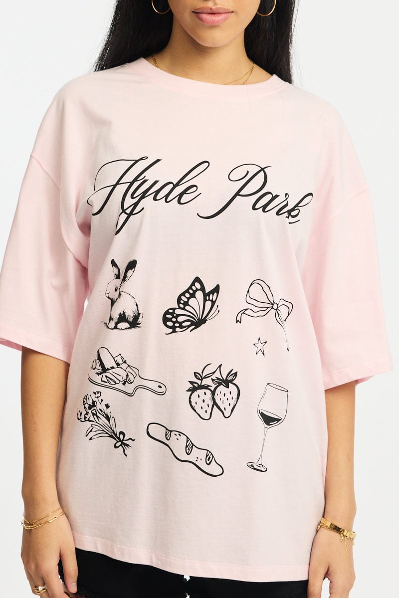 Pink Graphic T-Shirt Short Sleeve