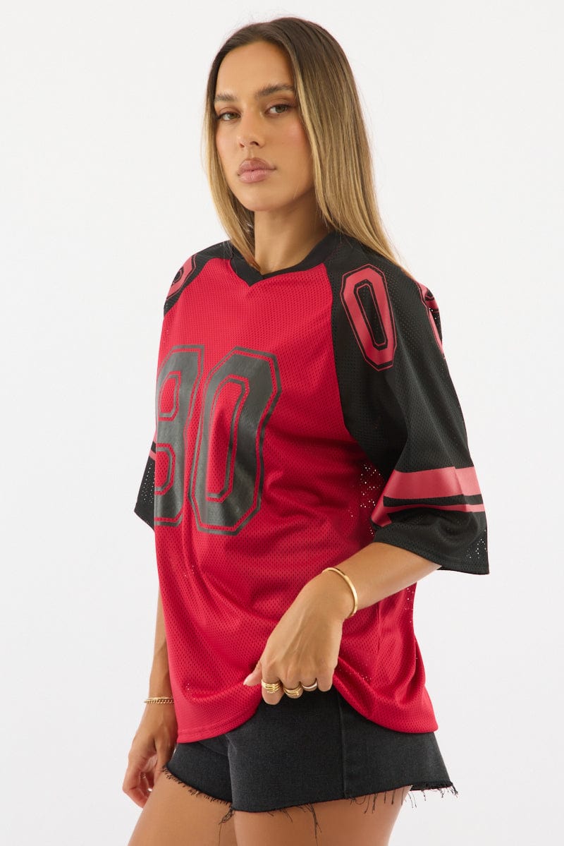 Red Sport T-Shirt Short Sleeve