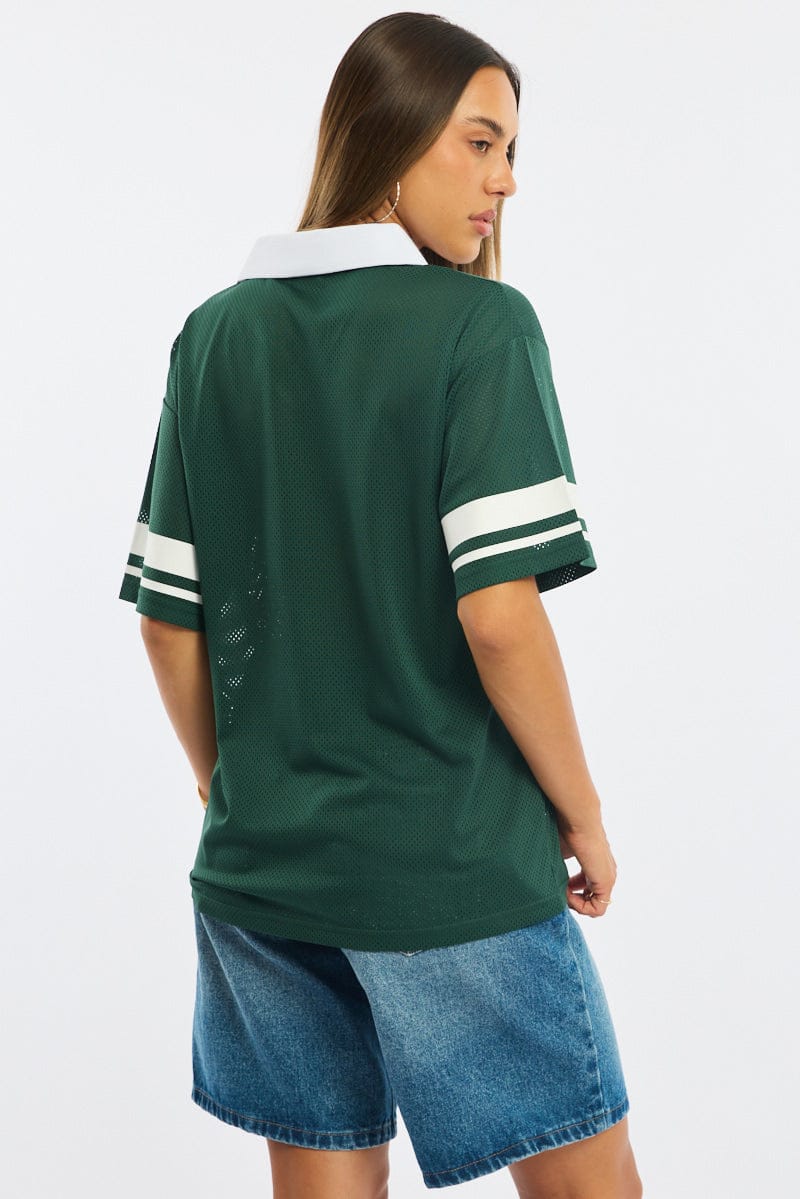 Green Sport T-Shirt Collar Short Sleeve