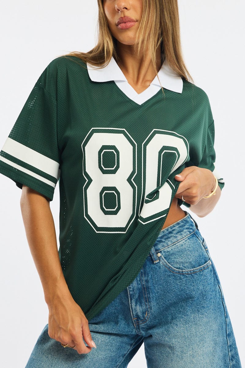 Green Sport T-Shirt Collar Short Sleeve