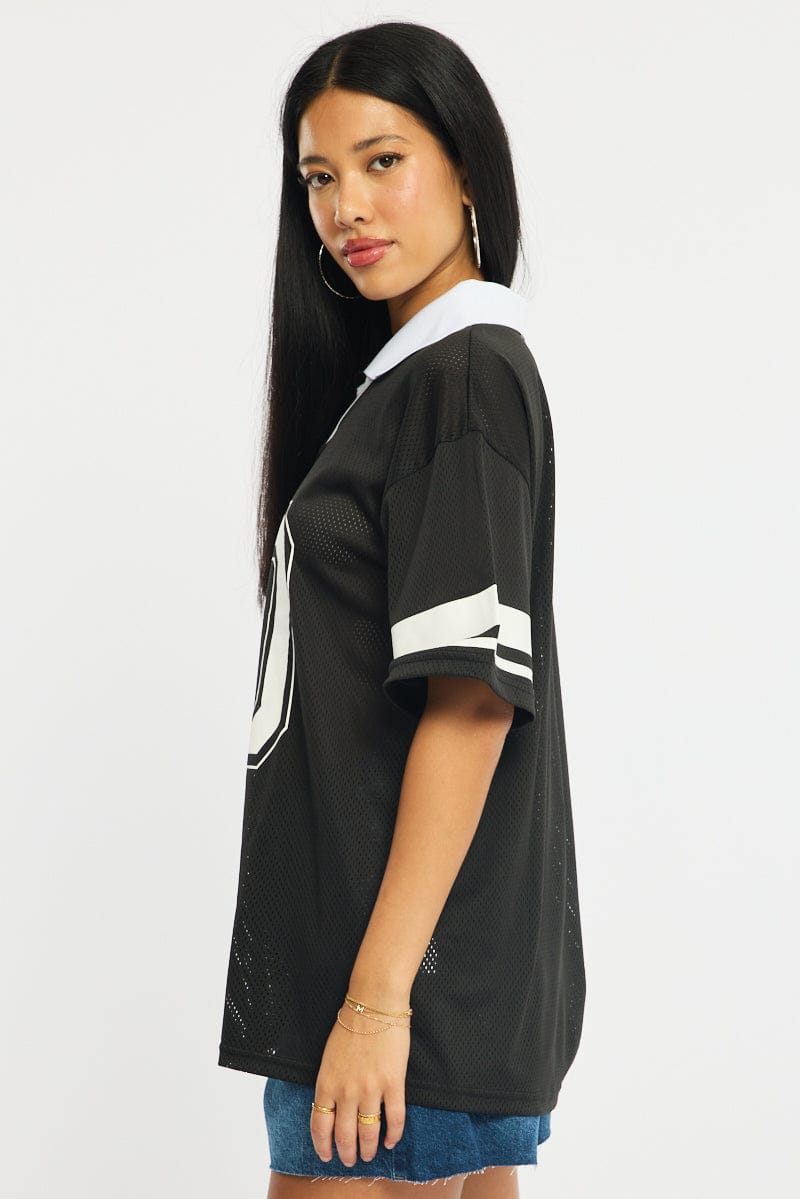 Black Sport T-Shirt Collar Short Sleeve