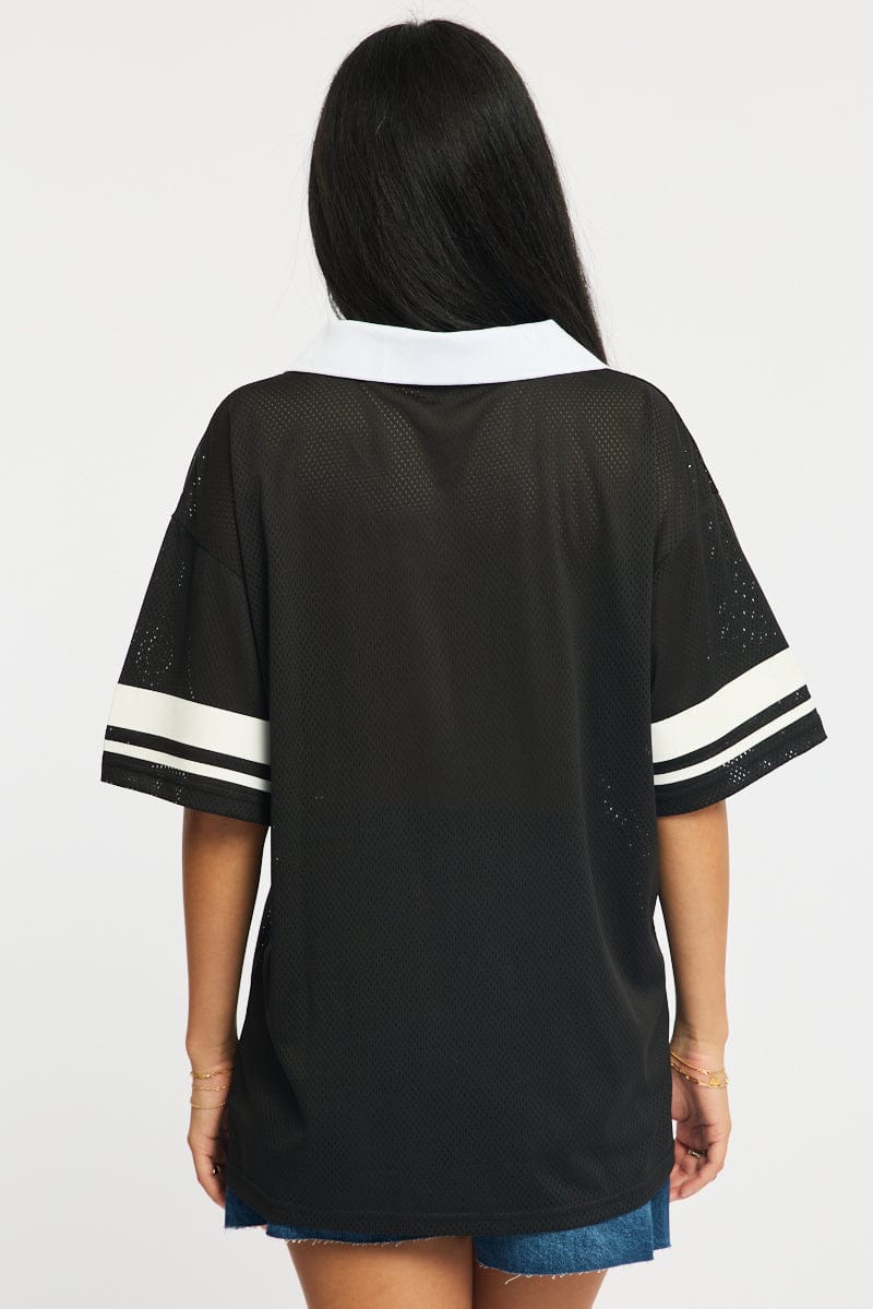 Black Sport T-Shirt Collar Short Sleeve