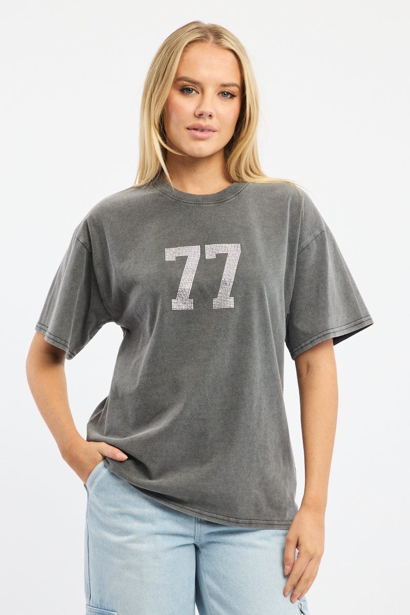 Grey Graphic T-Shirt Short Sleeve