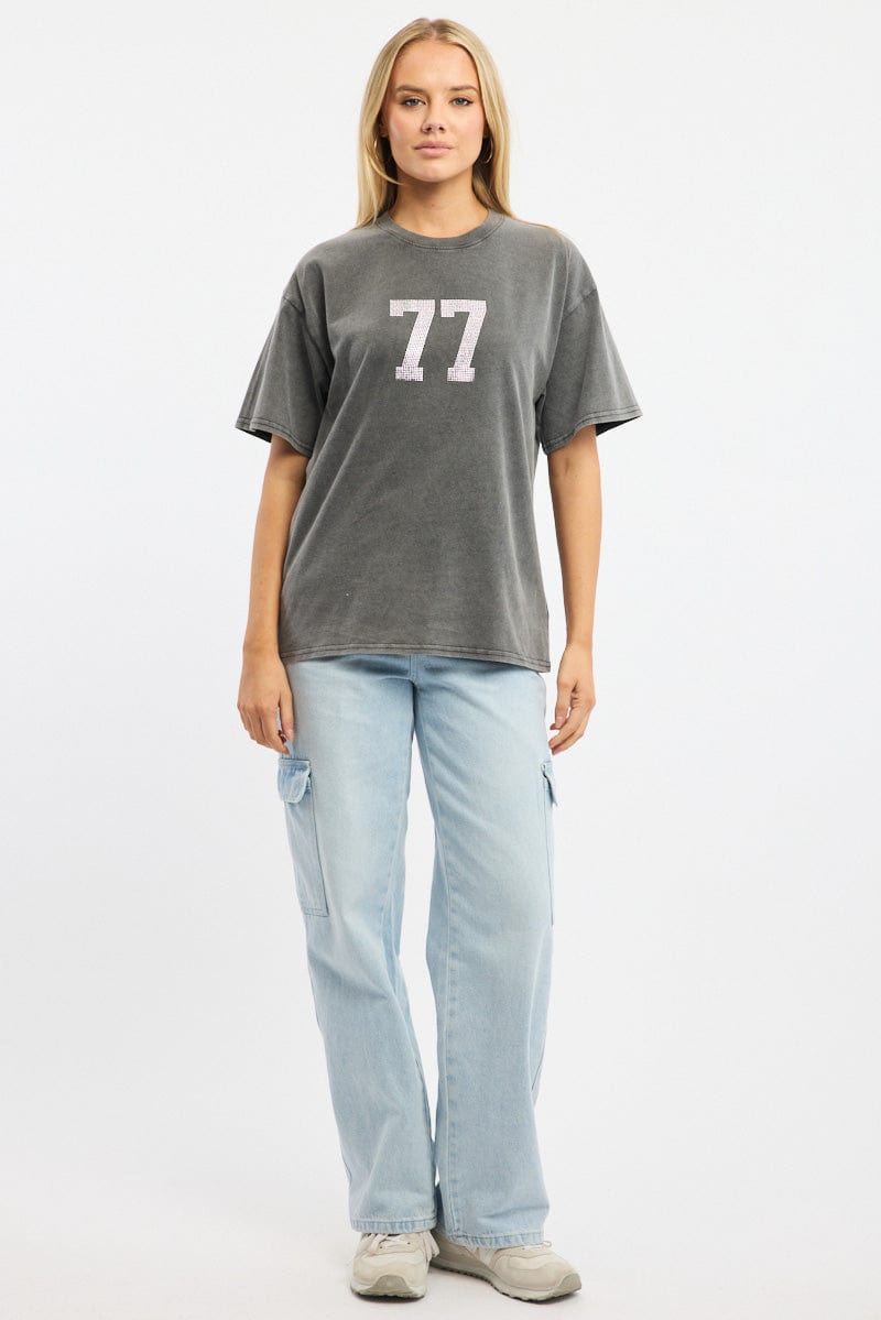 Grey Graphic T-Shirt Short Sleeve