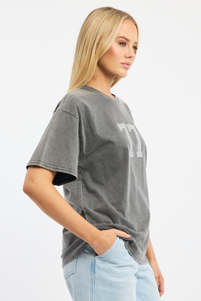 Grey Graphic T-Shirt Short Sleeve