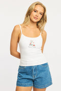 White Graphic Cami Tank Top