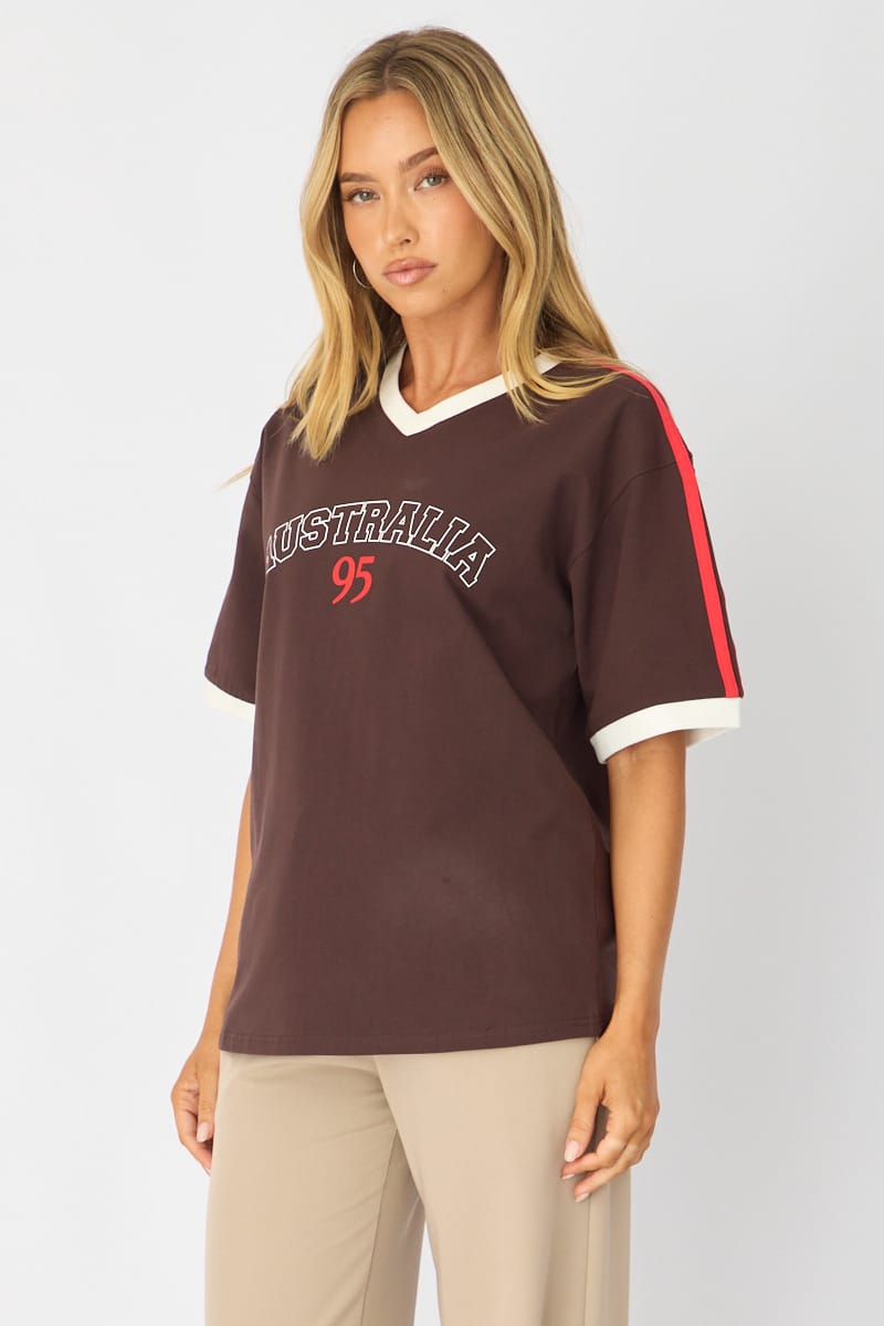 Brown Graphic T-Shirt Short Sleeve