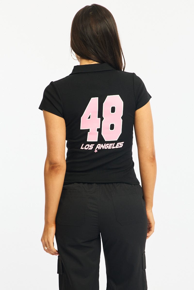 Black Graphic T-Shirt Short Sleeve