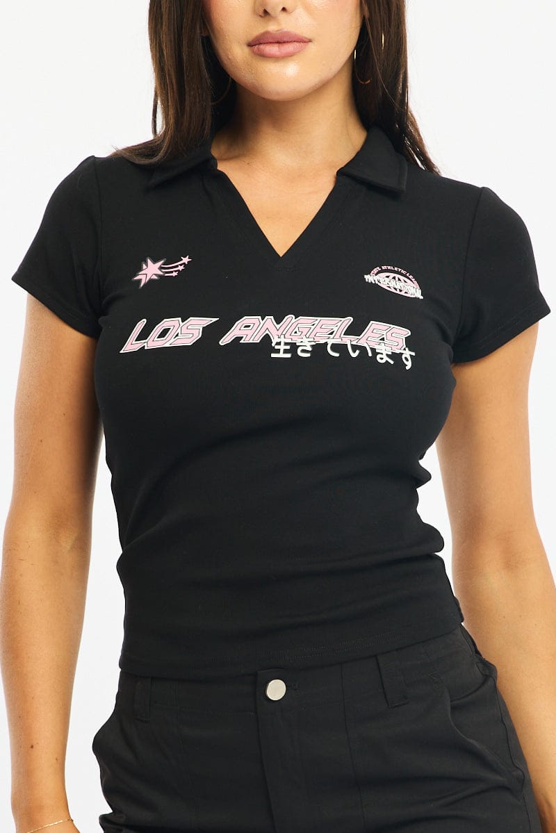 Black Graphic T-Shirt Short Sleeve