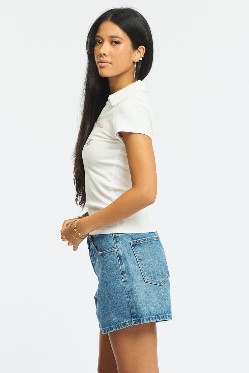 White Graphic T-Shirt Short Sleeve