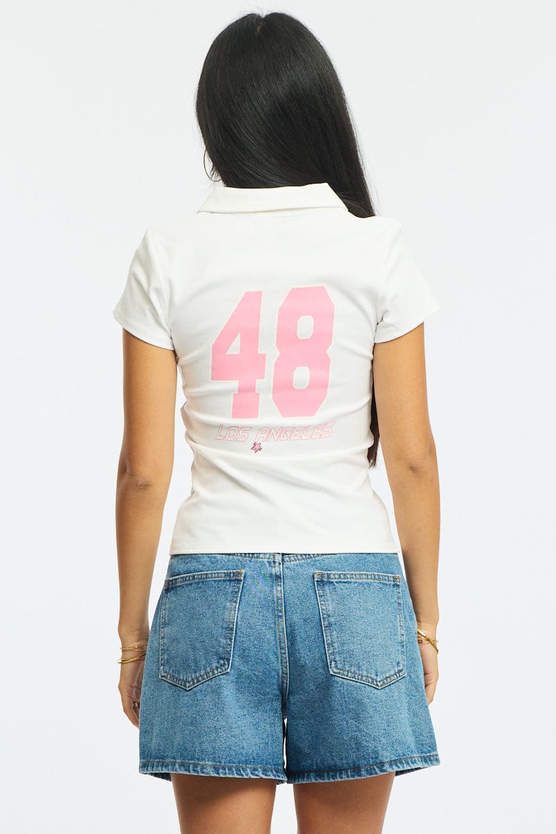 White Graphic T-Shirt Short Sleeve