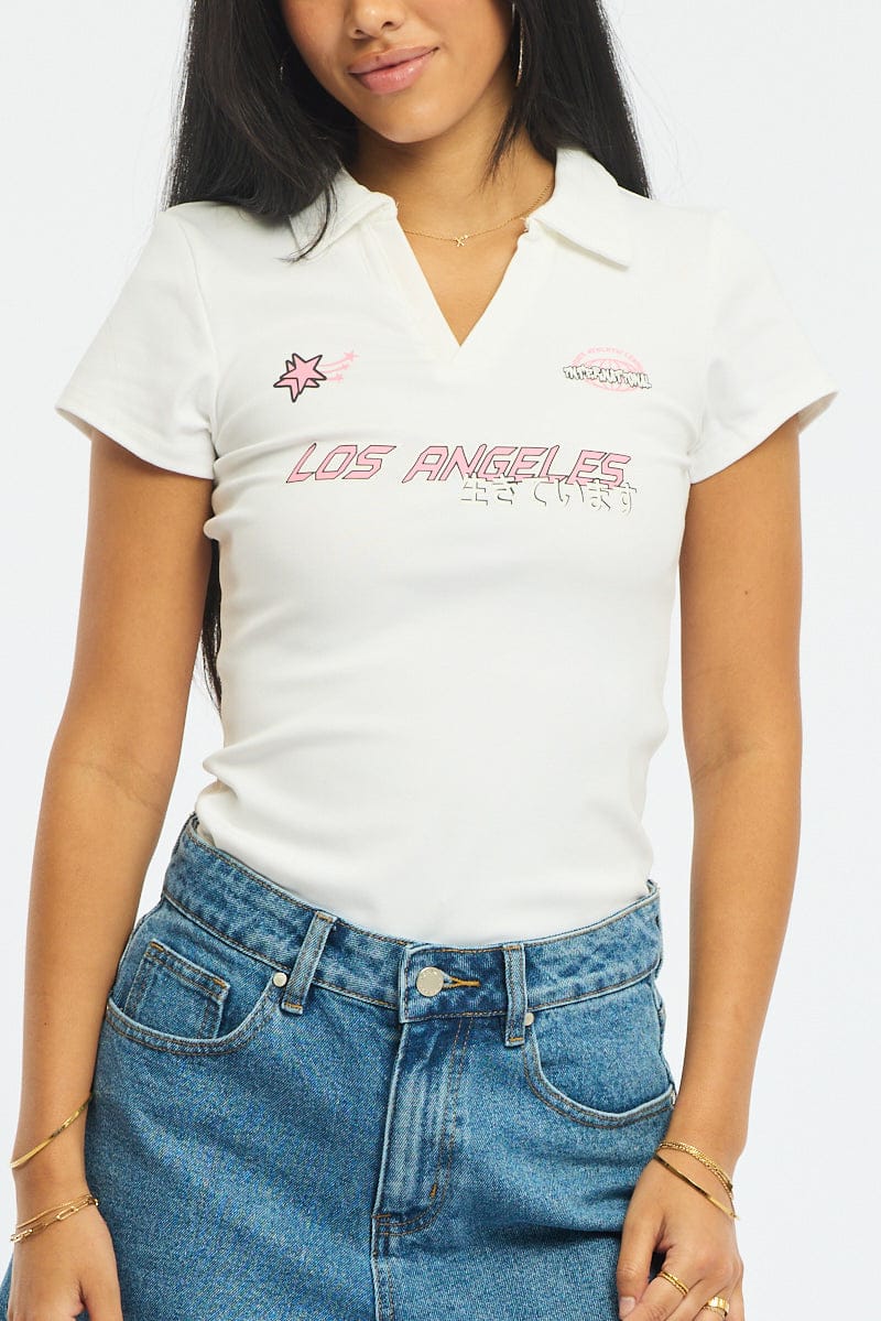 White Graphic T-Shirt Short Sleeve