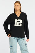 Black V-Neck Sweater Long Sleeve