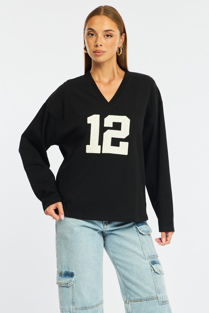 Black V-Neck Sweater Long Sleeve