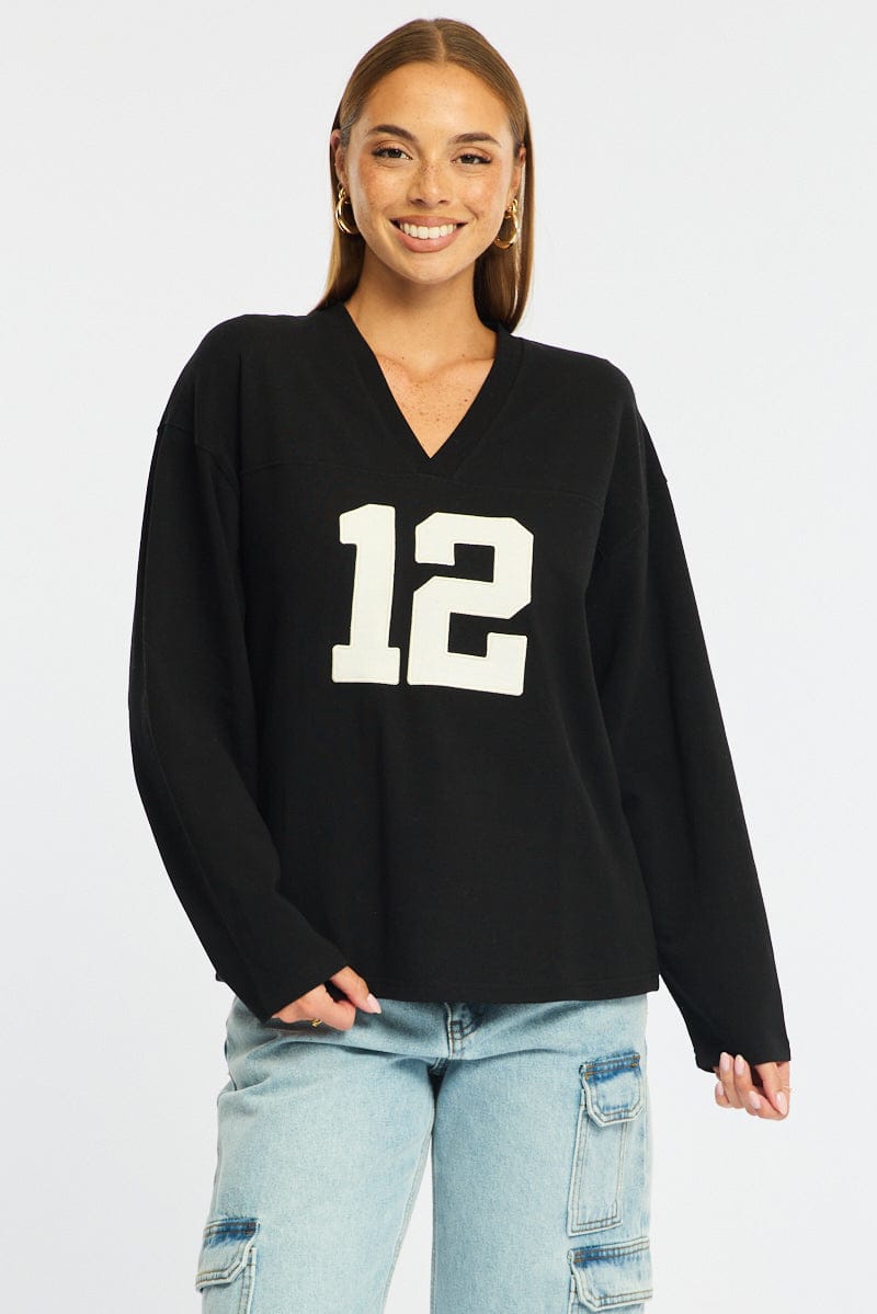 Black V-Neck Sweater Long Sleeve