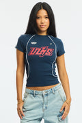 Blue Graphic T-Shirt Short Sleeve