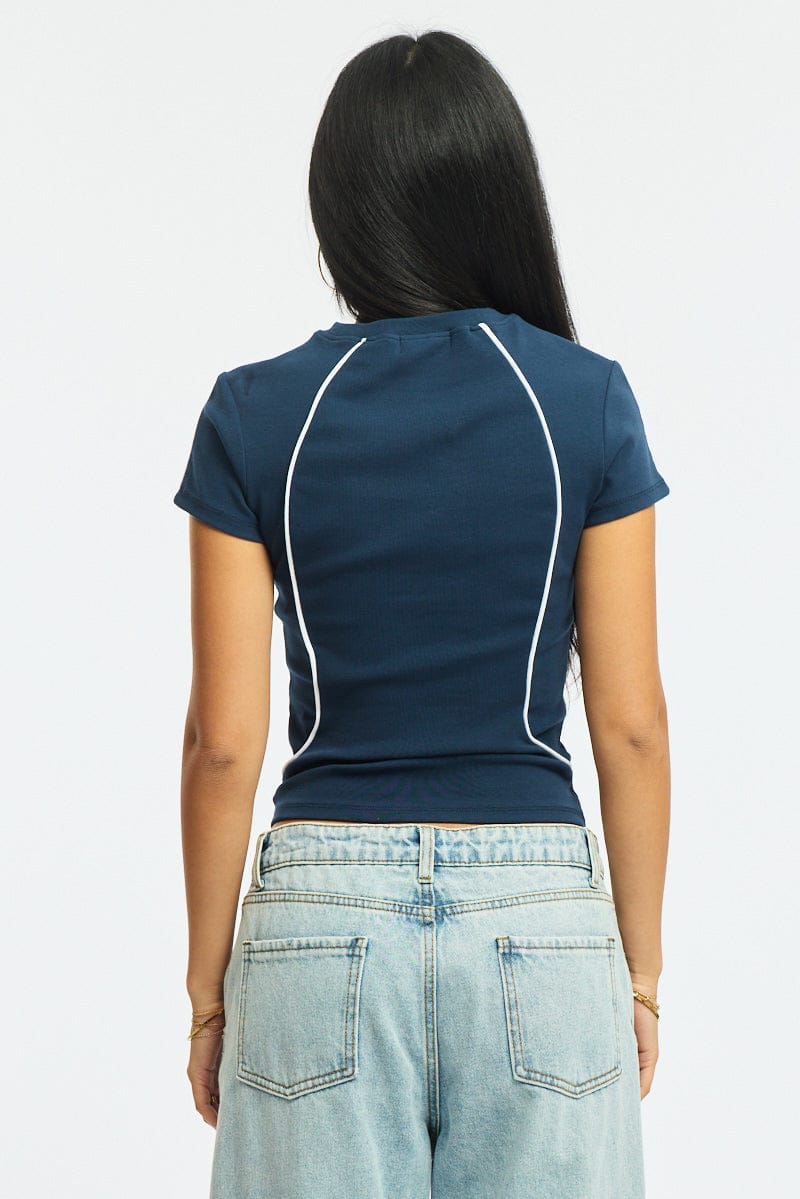 Blue Graphic T-Shirt Short Sleeve