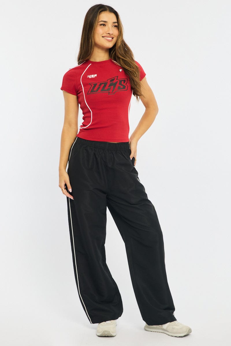 Red Graphic T-Shirt Short Sleeve