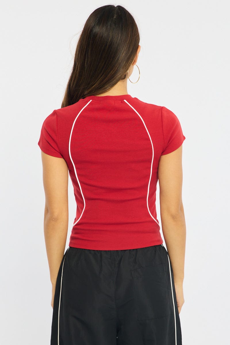 Red Graphic T-Shirt Short Sleeve