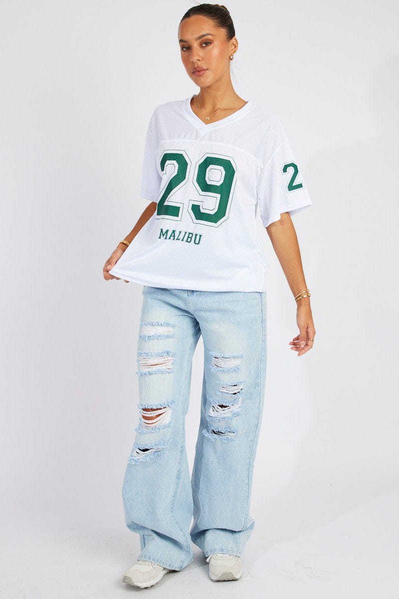 White Sports T-Shirt Short Sleeve
