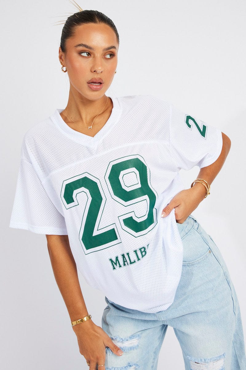 White Sports T-Shirt Short Sleeve