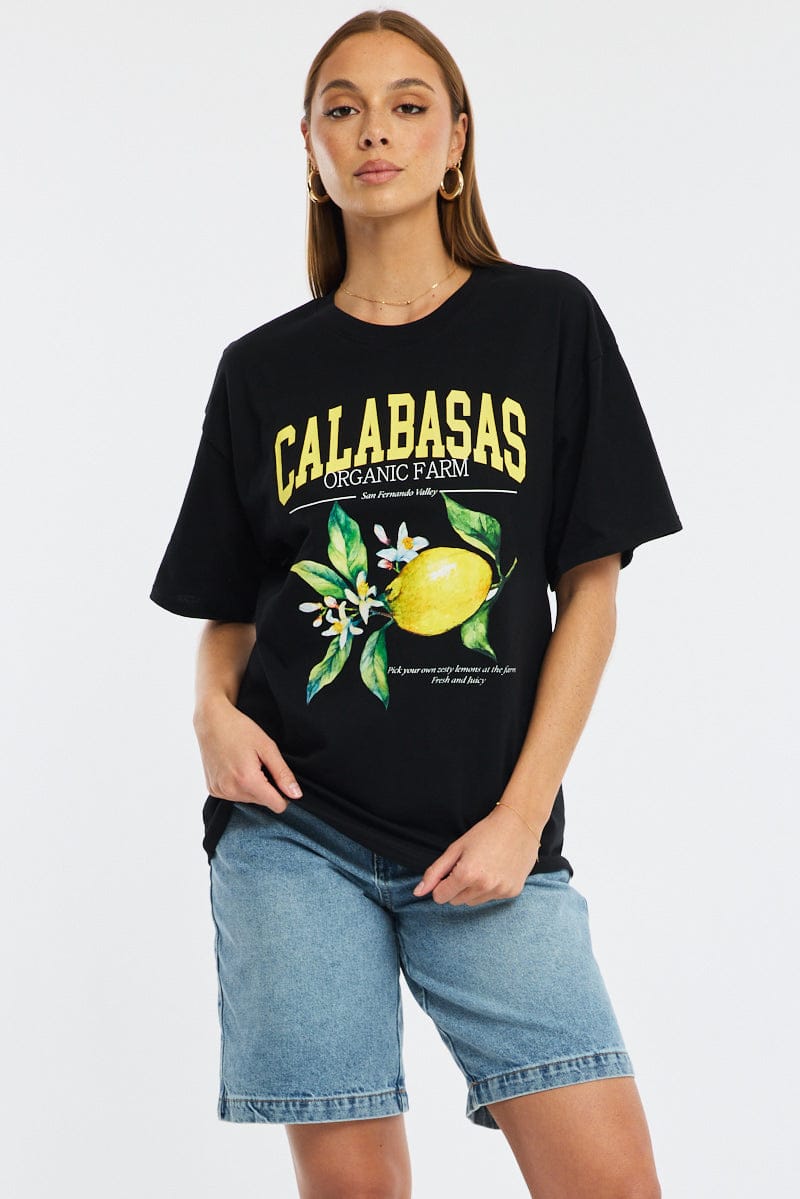 Black Graphic T-Shirt Short Sleeve