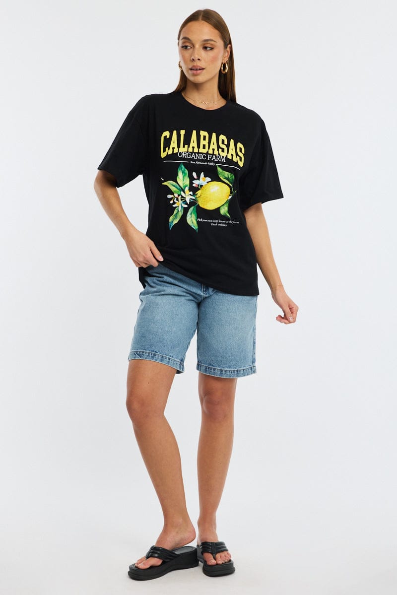 Black Graphic T-Shirt Short Sleeve