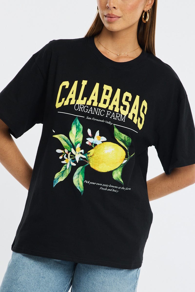 Black Graphic T-Shirt Short Sleeve