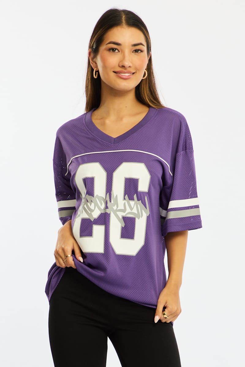 Purple Sports T-Shirt Short Sleeve