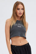 Grey Graphic Crop T-Shirt Sleeveless
