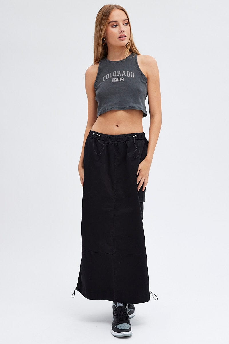 Grey Graphic Crop T-Shirt Sleeveless