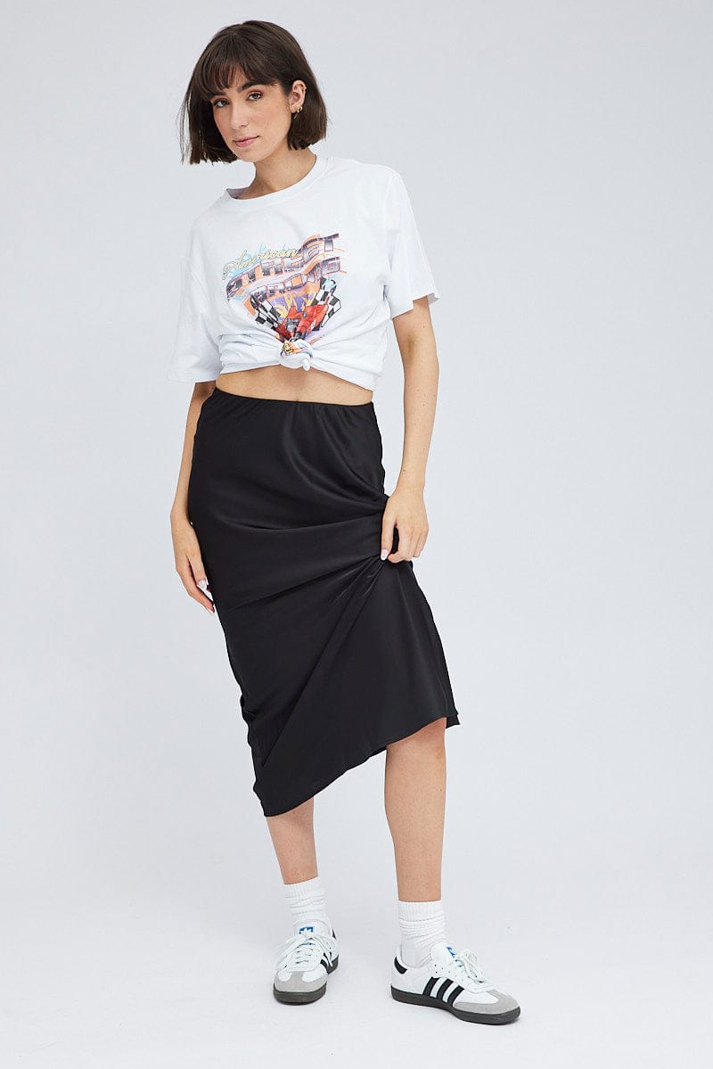 White Graphic T-Shirt Short Sleeve Round Neck