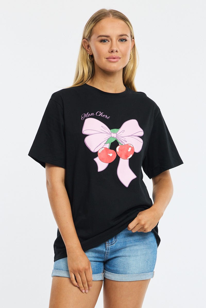Black Graphic T-Shirt Short Sleeve
