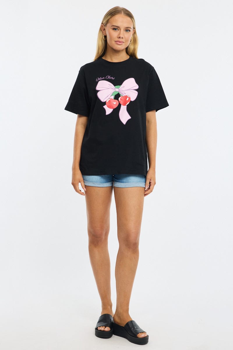 Black Graphic T-Shirt Short Sleeve