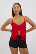 Red Tank Top Top Lace