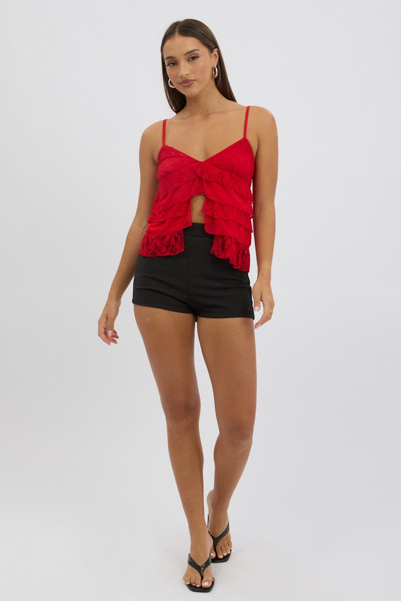 Red Tank Top Top Lace