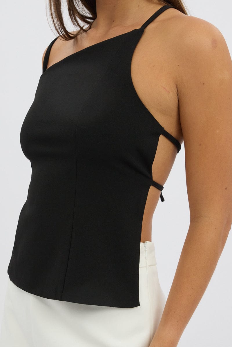 Black Tank Top Top Backless